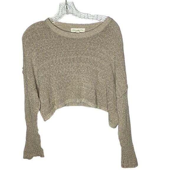 Staring At Stars Urban Outfitters Open Knit Cropped Tan Sweater. Size Medium. - Picture 1 of 7